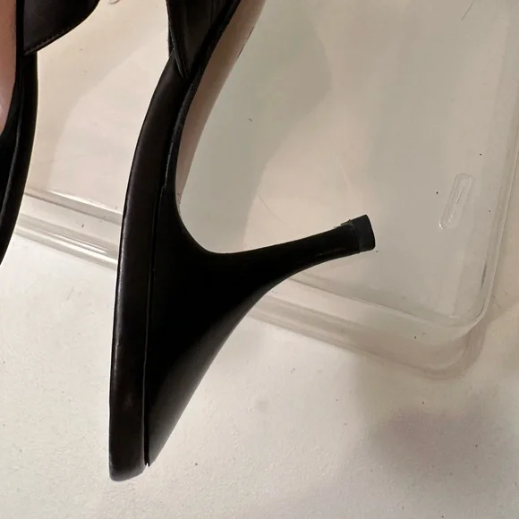 ANNE KLEIN vintage black leather backless slides in great condition - Picture 5 of 5